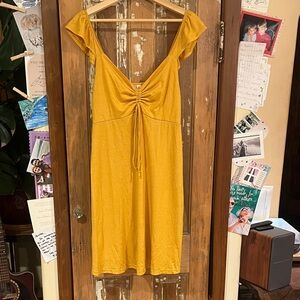 LPA Mustard Ruched Dress